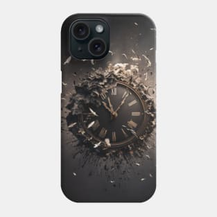 Fantasy blown up clock with black background Phone Case