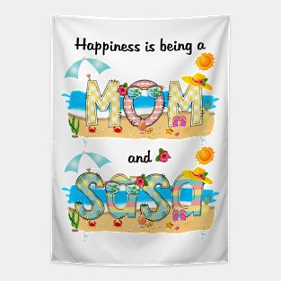 Happiness Is Being A Mom And Sasa Summer Beach Happy Mother's Tapestry