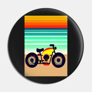 COOL LOVELY SURREAL RETRO MOTORCYCLE ON THE BEACH Pin