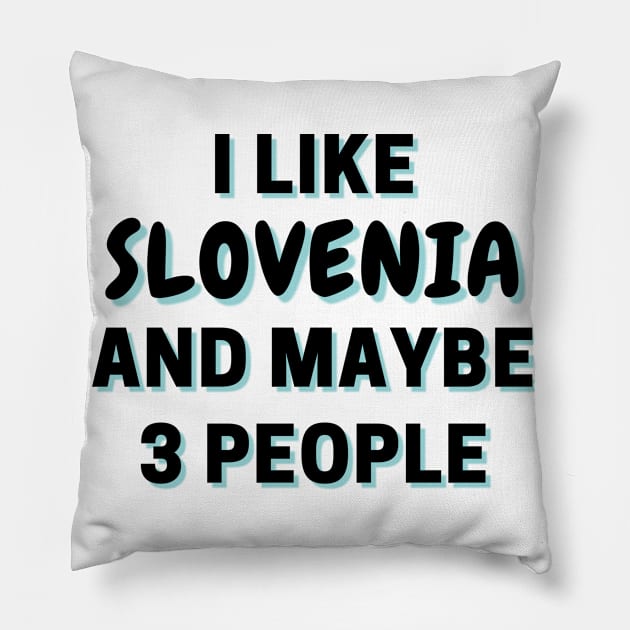 I Like Slovenia And Maybe 3 People Pillow by Word Minimalism