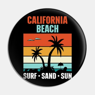 Vintage California Beach Surf Sand Sun California Vacation Pin