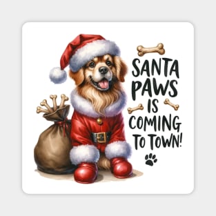 Christmas - Santa Paws is coming to town! Magnet