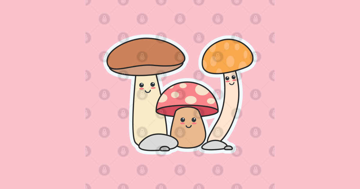 Cute Kawaii Mushrooms Cartoon Design - Mushroom Gifts - Hoodie | TeePublic