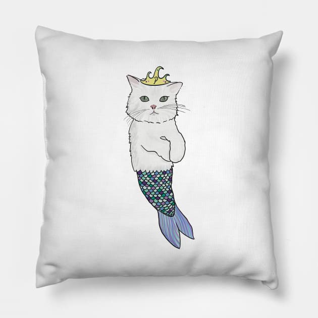 The Lonely Purrmaid Pillow by ChasingExtraordinary