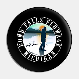 Bond Falls Flowage Ice Fishing Michigan Sunset Pin