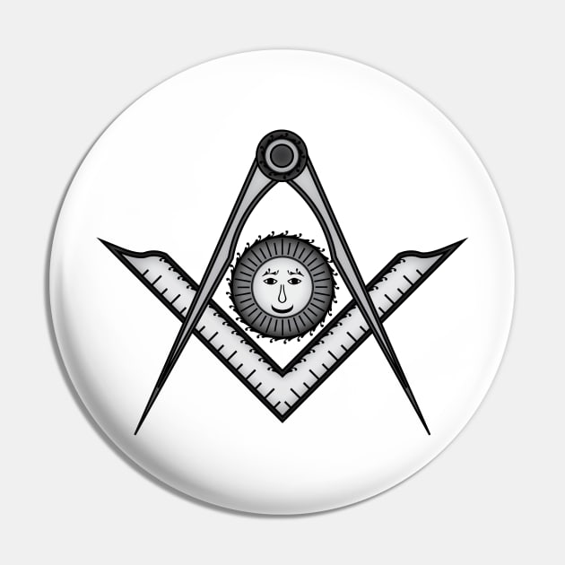 Square, compass and sun - Masonic symbol of Senior Deacon for Blue Lodge Freemasonry Pin by NxtArt