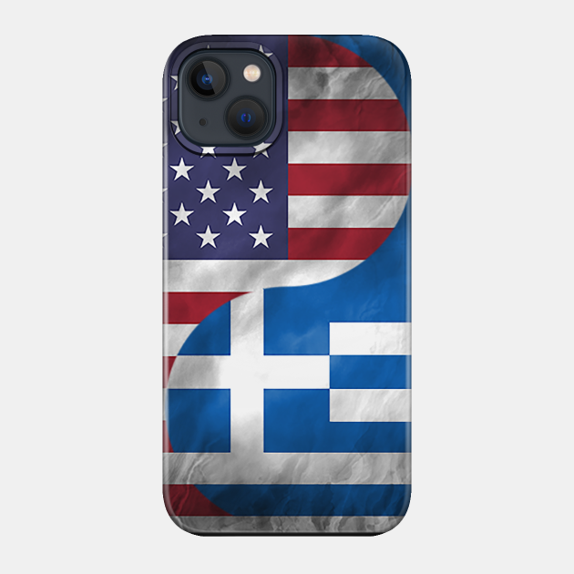 USA Greece Dual Yin Yang Flag - Greek - Phone Case