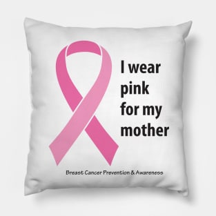 Breast cancer ribbon for mother, with black type Pillow