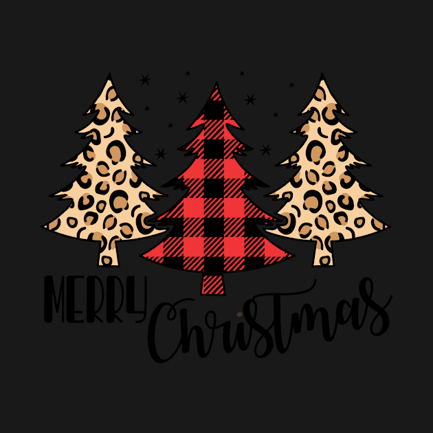 Merry Christmas Cheetah and Buffalo Plaid Design by OTM Sports & Graphics