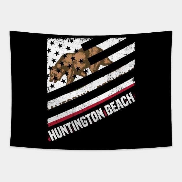 Huntington Beach California CA Group City Silhouette Tapestry by jkshirts