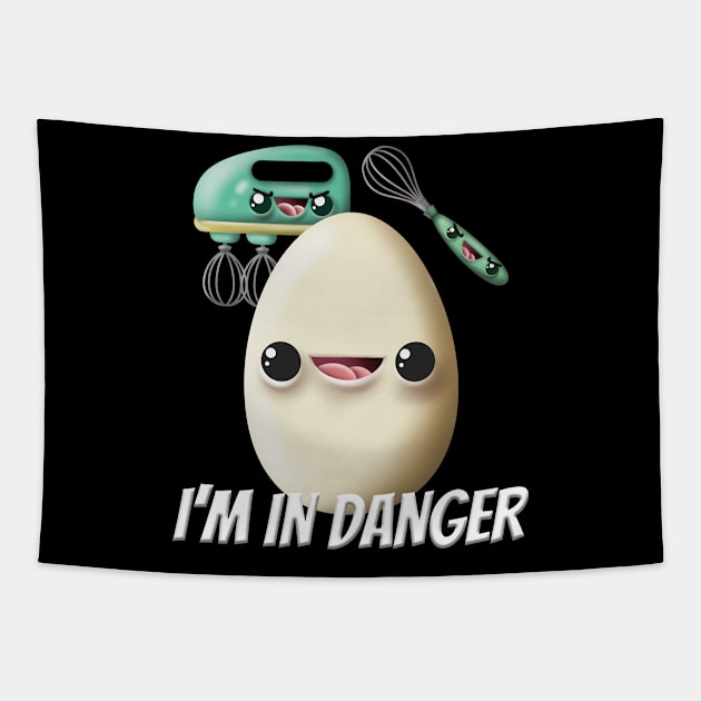 Angry Egg Beater I'm In Danger Egg Tapestry by Swagazon