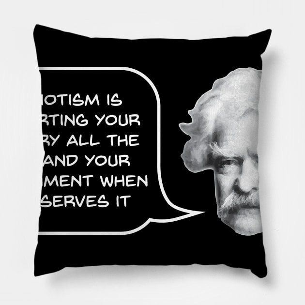 Mark Twain on Patriotism Pillow by jph