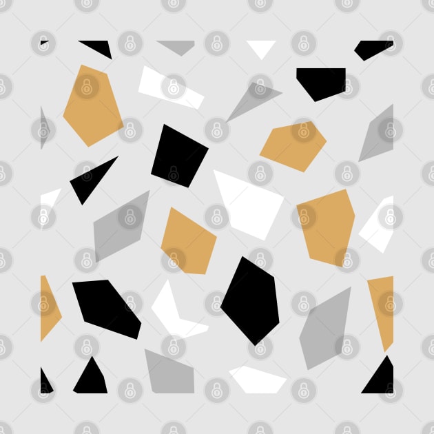 Gold, black, white and grey mosaic seamless repeat pattern image. by LizzyizzyDesign