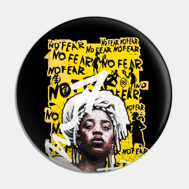 No Fear Afro Natural Strong Black Woman Pin by Glass Table Designs