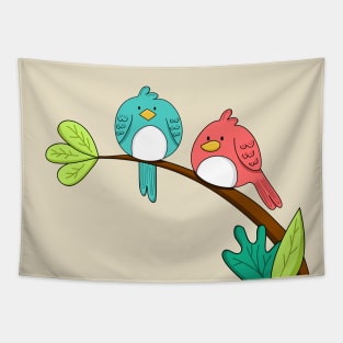 Lovely Bird Branch Hand Drawn Tapestry