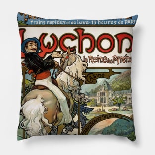 Luchon France Vintage Travel Poster Restored Pillow