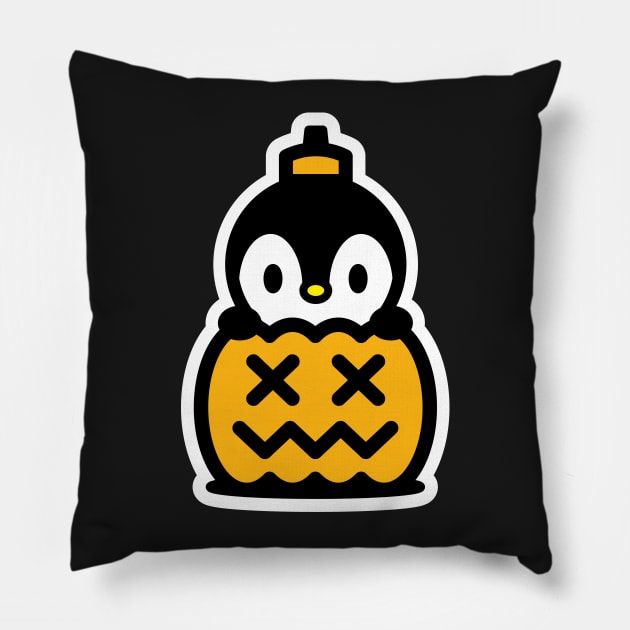 Pumpkin Penguin Bambu Brand Halloween Trick Or Treat Pillow by Bambu