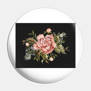 Pink Wild Roses Bouquet Pin