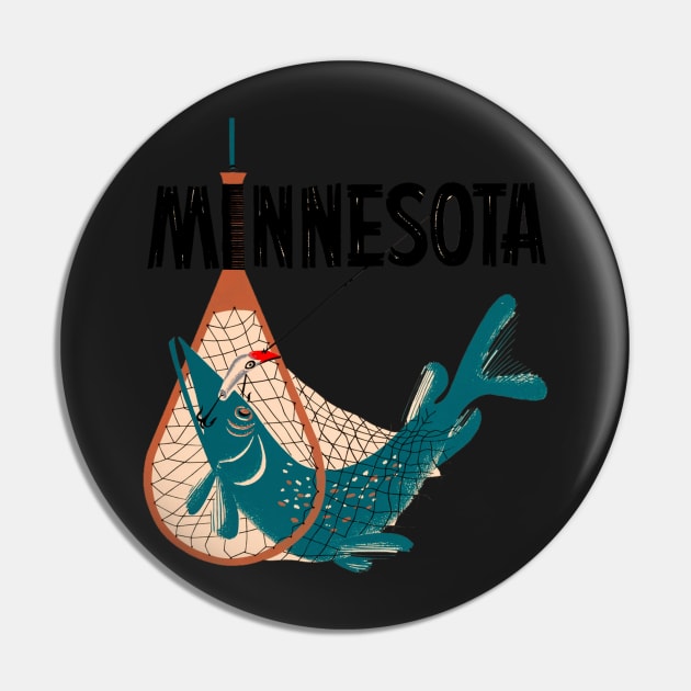 Minnesota Fishing Design Pin by zsonn