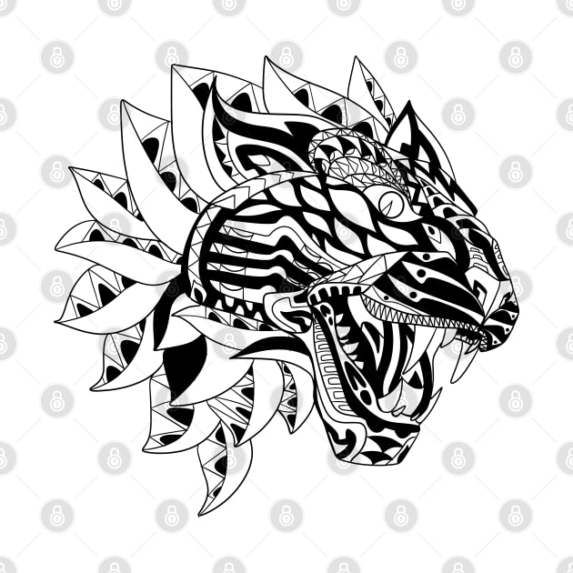 black tiger mask in pattern ecopop by jorge_lebeau