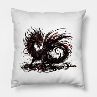 Japanese dragon painted in ink Pillow