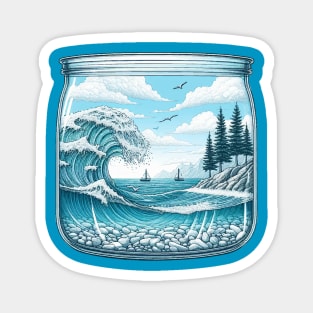 Sea View in Transparent Jar Art Magnet