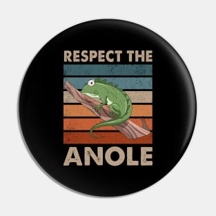 Respect The Anole Cute Lizard Reptile Lover Pin