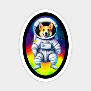 Corgi Space Rainbow Astronaut Magnet