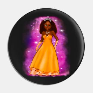 Black anime princess  ! black girl with Afro hair, green eyes, and dark brown skin. Hair love !on pink background Pin