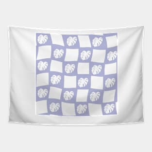 Large Monstera Deliciosa Leaf Checker Board - pastel lilac purple Tapestry