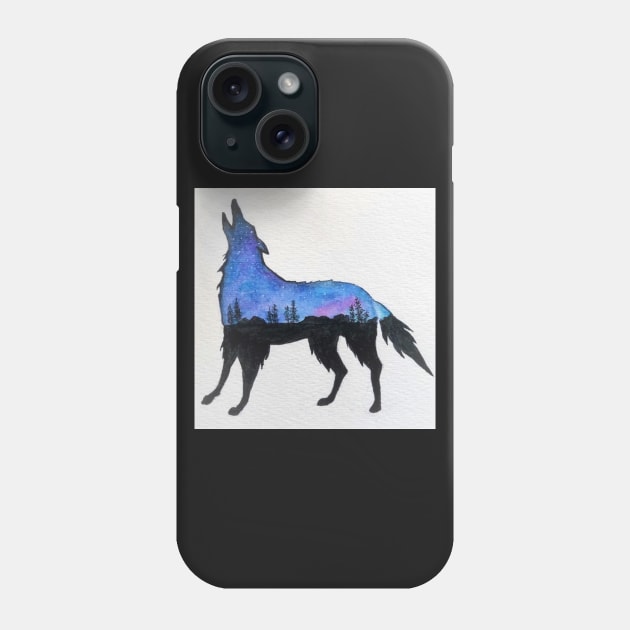 Wolf Howling In The Midnight Sky Phone Case by Tstafford