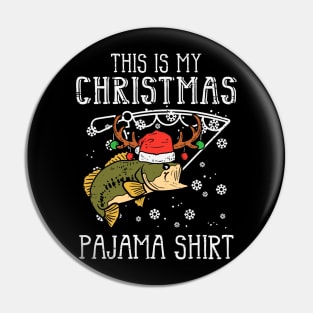 This Is My Christmas Pajama Fishing Xmas Dad Pin