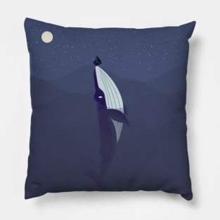 whale in the ocean illustration art Pillow