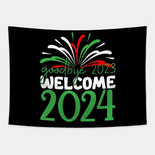 goodbye 2023 welcome 2024 Tapestry by rhazi mode plagget