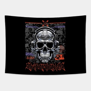 Skull Sound Experience (metallic skull wearing headphones) Tapestry