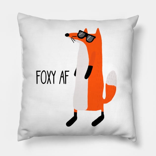 Foxy AF, Cute Funny Sassy Fox In Sunglasses Pillow by Dreamy Panda Designs