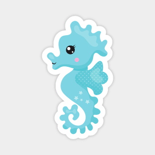 Cute Seahorse, Little Seahorse, Blue Seahorse Magnet