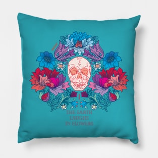 Skull flowers colorful edition Pillow