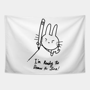 Witty Bunny Draws the Line Tapestry