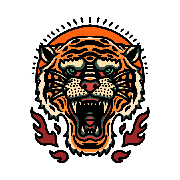 Retro Tiger Head Tattoo Design by SLAG_Creative