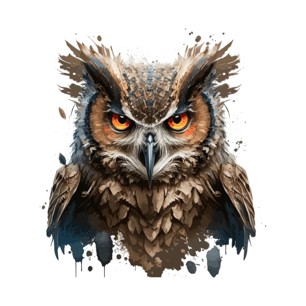 Owl Portrait Animal Painting Wildlife Outdoors Adventure by Cubebox