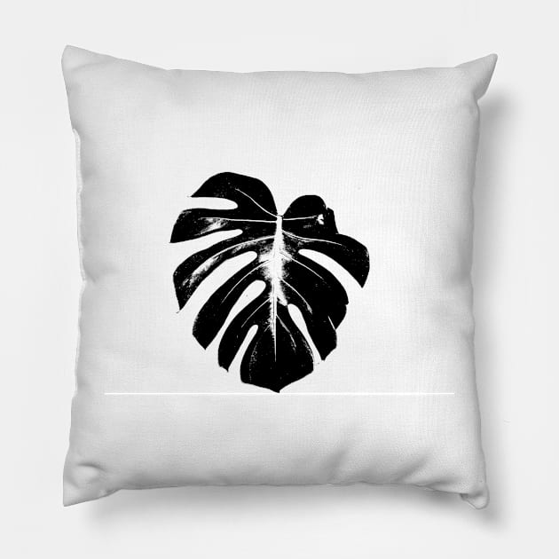 monstera leaf on white background closeup Pillow by brians101