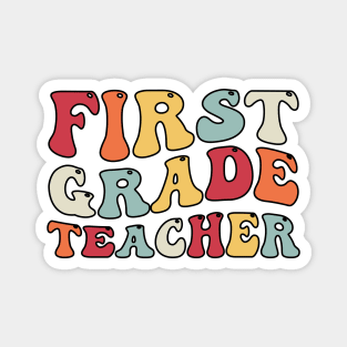 First Grade Teacher Retro Groovy Tie dye Magnet