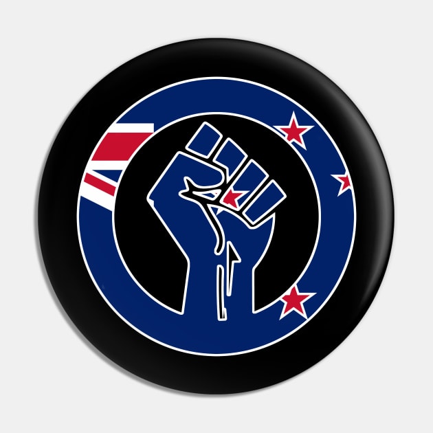 Black Lives Matter Fist Circled Flag New Zealand Pin by aaallsmiles