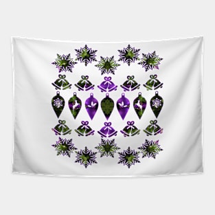 Christmas Holiday Green and Purple Tapestry