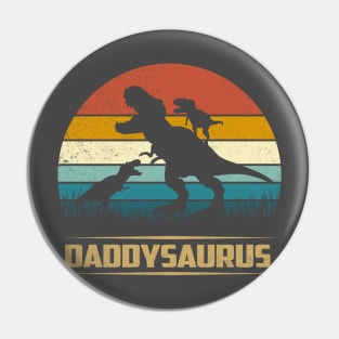 Daddy Dinosaur Daddysaurus 2 Two Kids Funny Father's Day dad Pin