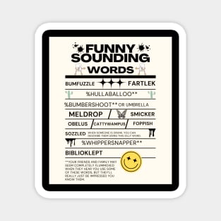 Funny Sounding Words List Humor Typography Graphic Gift Magnet