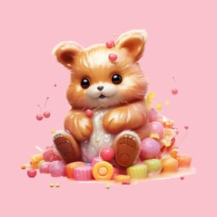 A cute teddy bear on a Pile of Candy T-Shirt