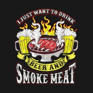 BBQ Grilling Beer TShirt Smoke Meat Funny Quotes Humor Gift T-Shirt