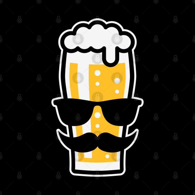 Beer Glass With Sunglasses & Moustache (Funny / 3C) by MrFaulbaum